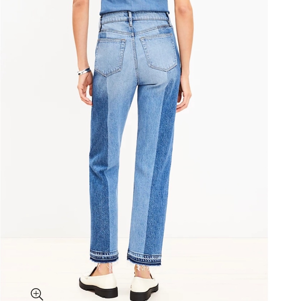NWT LOFT Striped Straight Leg Jeans - Picture 2 of 13